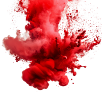 Dynamic red paint explosions creating striking splashes on a crisp transparent background, Red Paint Explosions on transparent background png