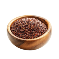 Red quinoa in a wooden bowl on a transparent background showcasing nutritious grains for healthy eating, red quinoa in wood bowl isolated on transparent background png