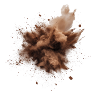 Brown paint or dust explosions on transparent background show dynamic movement and texture in a captivating display, Brown paint or Dust Explosions on transparent background png