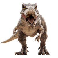 Tyrannosaurus Rex roaring fiercely on a transparent background, showcasing its massive size and power in a dramatic display, Tyrannosaurus Rex Dinosaur on transparent background png