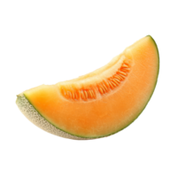 Fresh cantaloupe melon slice isolated on a transparent background, showcasing its vibrant orange color and textured rind, slice cantaloupe melon isolated on transparent background png