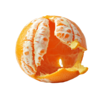 Freshly peeled tangerine sits on a clean transparent background showcasing its bright color and juicy texture, Fresh peeled tangerine isolated on transparent background png