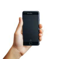 Person holding a smartphone with an open screen, ready to engage in online activities in a bright space, Phone in hand to work on a smartphone with opening speech ntransparent backgroundfile png