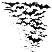Silhouette of a flock of bats flying in the twilight sky over a light background, flock of some bats silhouette Stock png