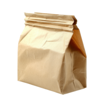 A simple brown paper bag isolated on a transparent background showcasing its texture and natural appearance, Brown paper bag isolated on transparent background Stock Photo png