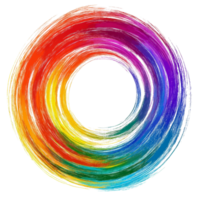 Colorful circular brush stroke design on a transparent background showcasing a vibrant blend of hues, scribble colorful circle brush stroke isolated on transparent background png