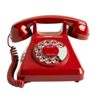 Classic red dialup telephone isolated on a transparent background, showcasing vintage design and nostalgic charm, old red dialup phone isolated on a transparent background png