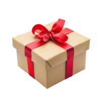 Elegant gift box with a striking red ribbon isolated on a clean transparent background, perfect for special occasions, Gift Box with Elegant Red Ribbon isolated on transparent background png