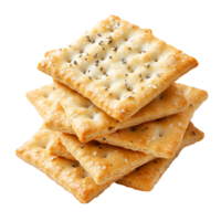 A stack of delicious crackers with subtle herb seasoning isolated on a clean transparent background for culinary creativity, Crackers isolated on transparent backgroundfile png