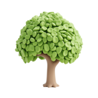 Bright green cute tree icon with textured leaves isolated on a clean background, 3D icon of a cute tree in birght green color isolated transparent background png