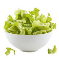 Fresh frillies iceberg lettuce in a transparent bowl ideal for salads and healthy meals, Frillies iceberg lettuce in wood bowl isolated on transparent background png