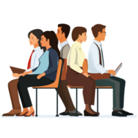 Job candidates sitting in chairs while waiting for interviews in a professional atmosphere during the day, file no background Job candidates sitting in the waiting room png