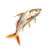 Real fish leaping against a transparent background showcasing its vibrant colors and dynamic movement in a natural setting, Leaping Real Fish isolated on transparent background png