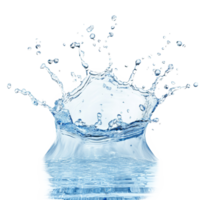 Water splash captured in high detail, exploding into droplets against a pure transparent background, Water splash isolated on transparent png