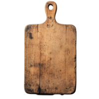 Isolated old wooden cutting board with rustic charm perfect for food preparation and kitchen decor, Isolated old dark wooden cutting board png
