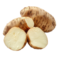Fresh yams on a transparent background showcasing their natural texture and inner flesh, yams potato on isolated transparent background png
