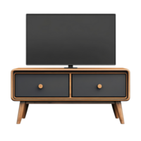 Stylish rectangular flat screen TV stand with drawers perfect for modern living room decor, TV Stand Rectangular or SquareShaped, Flat Screen Isolated on transparent Background png