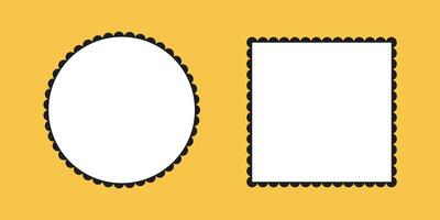 Scalloped frames. Rectangle, ellipse shapes backgrounds. Circle, square labels, sticker, stamps, crackers, coupons, forms. Flower silhouette lace backdrop. vector