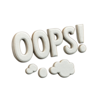 White Wooden Oops Word Art With Clouds png