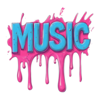 Melted Pink Music Text Design Abstract Art png