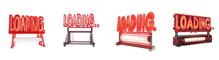 Four Neon Loading Signs Display Different Styles png