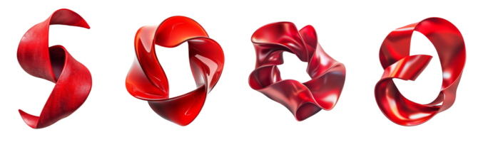Abstract Red Forms Twisted Ribbons Modern Art png