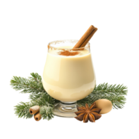 Festive Eggnog Drink with Cinnamon and Holiday Sprig png