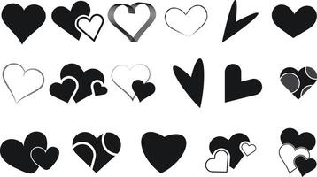 Modern love heart shape icon set for valentines day isolated on white background vector