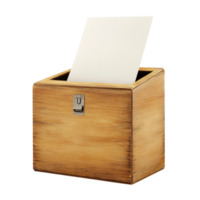 Wooden Ballot Box With Blank Paper Inside png