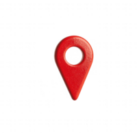 A bright red location pin symbolizing navigation and direction. png