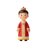 A charming illustration of a young boy dressed in traditional attire, smiling happily. png