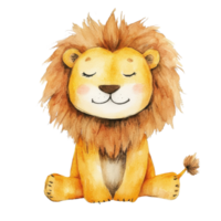 A cute, cartoon-style lion with a fluffy mane and a cheerful expression. png
