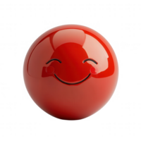 A cheerful red ball with a smiley face, symbolizing happiness and positivity. png