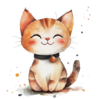 A cheerful tabby cat with a joyful expression and playful colors. png