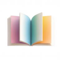 A colorful open book displaying vibrant gradient pages, inviting readers to explore. png