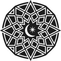 Islamic Geometric Star Pattern with Crescent Moon and Star vector