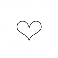 A simple outline of a heart symbolizing love and affection. png