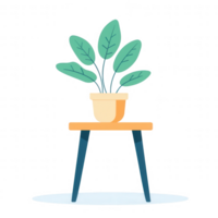A vibrant plant in a pot placed on a modern wooden table for an appealing decor. png