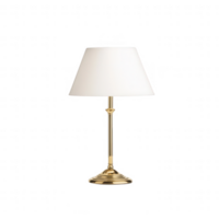 Elegant table lamp with a gold base and white shade, suitable for any elegant setting. png