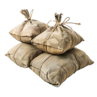 Stack of burlap sacks tied with twine rustic texture old fabric png