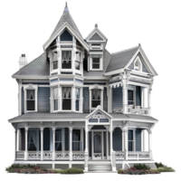 Victorian House Gray Exterior White Trim Beautiful Home Architecture png