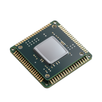 Advanced Microchip Technology Closeup View Green Circuit Board Gold Pins Powerful Processor png