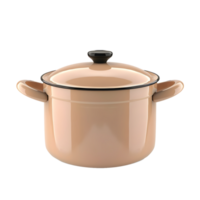 Peach-colored enamel saucepan with lid isolated on transparent background png