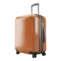 Brown suitcase with wheels isolated on transparent background png