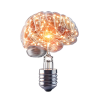 Light Bulb With Brain Network isolated on transparent background png