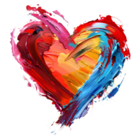 Abstract Heart Shaped Oil Painting isolated on transparent background png