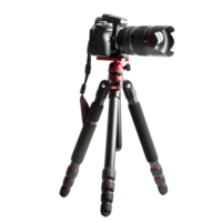 Professional DSLR Camera Mounted on a Tripod isolated on transparent background png