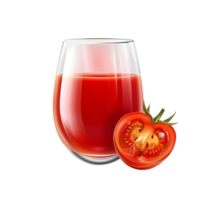 Glass of Fresh Tomato Juice with Tomato Slice isolated on transparent background png