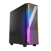 Modern computer case with RGB lighting isolated on transparent background png