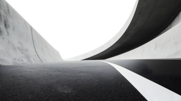 Abstract Grayscale Architectural Rendering with Curving Walls and Textured Floor png
